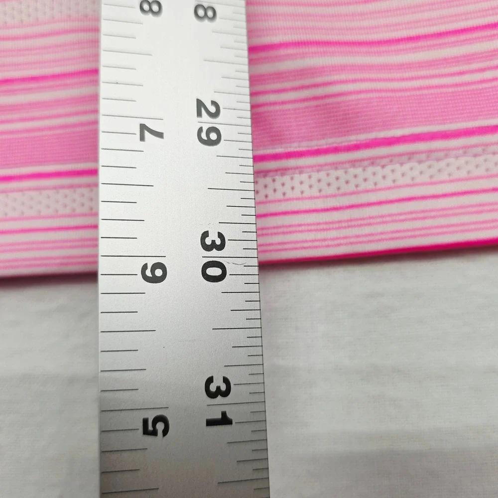 Adidas Polo Shirt Mens XL Pink White Striped Primegreen Golf‎ Short Sleeve